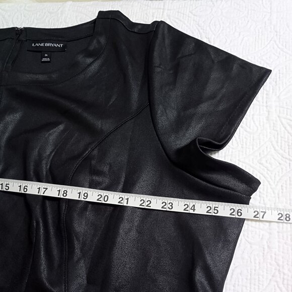 Lane Bryant Womens Plus Size Faux Leather Dress Black 26 Midi - Picture 10 of 12